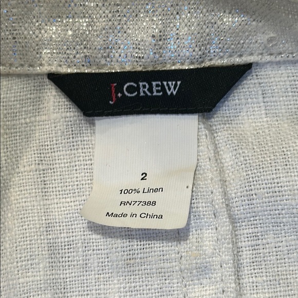 J Crew Sz 2 VTG Silver Metallic Blazer • 100% Linen - Picture 7 of 10